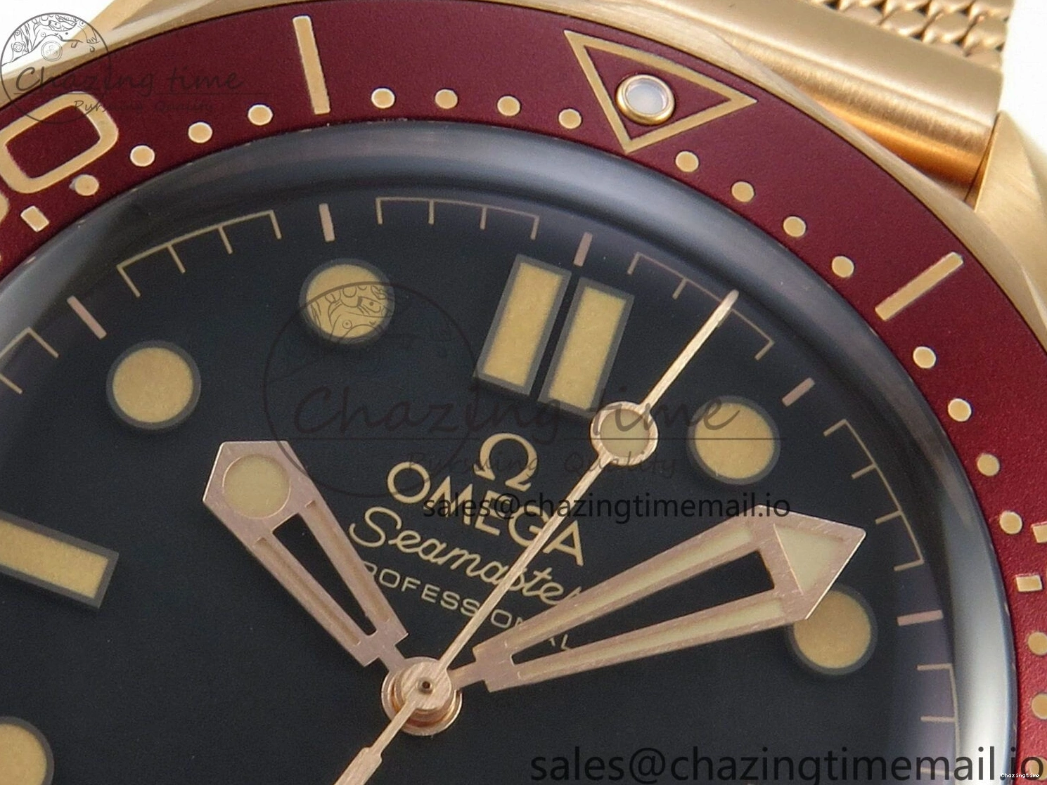 0510 Stylish Seamaster 300M Diver Rose Gold VSF 1:1 Best Edition Black Dial on Mesh Bracelet A 7662